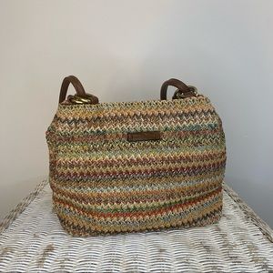 DuckHead Multi-Colored Fall Color Woven Handbag Back Pocket Brown Straps